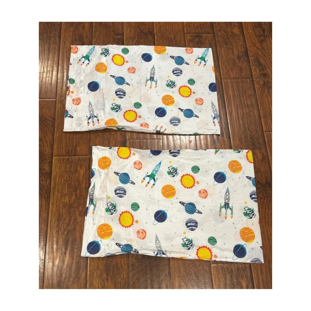 Pottery Barn Kids Space Pillowcase Set Standard White Organic Cotton Planets PBK